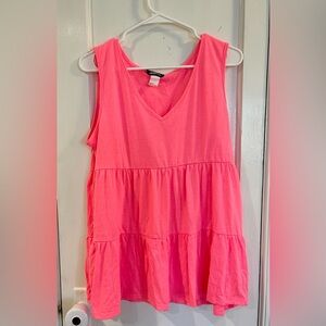 Sleeveless Ruffle Maternity Top Size L Neon Pink